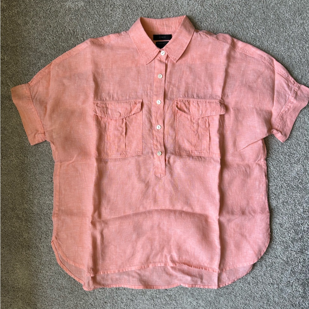 J.Crew Baird McNutt Irish Linen Short Sleeve Button Up Camp Shirt - Picture 6 of 7
